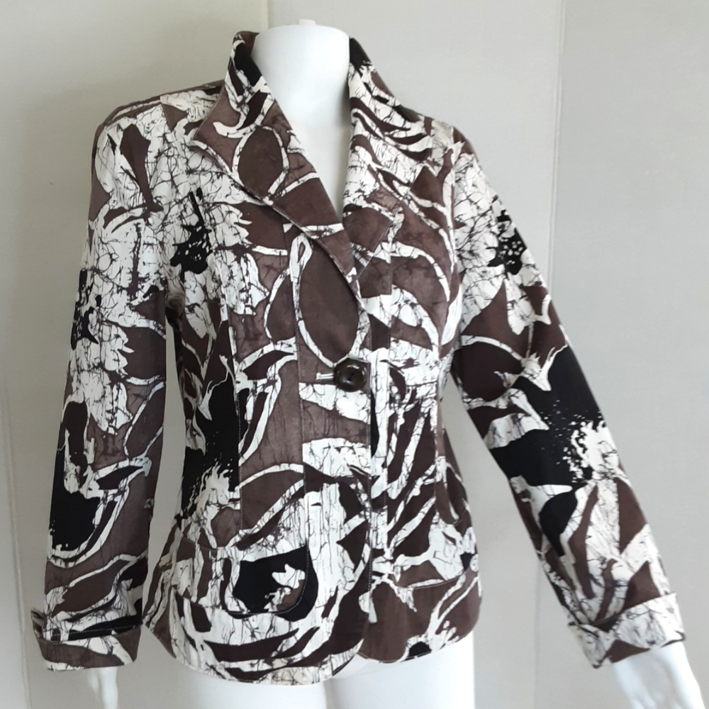 COLDWATER CREEK ABSTRACT ITALIAN COTTON JACKET SZ 12